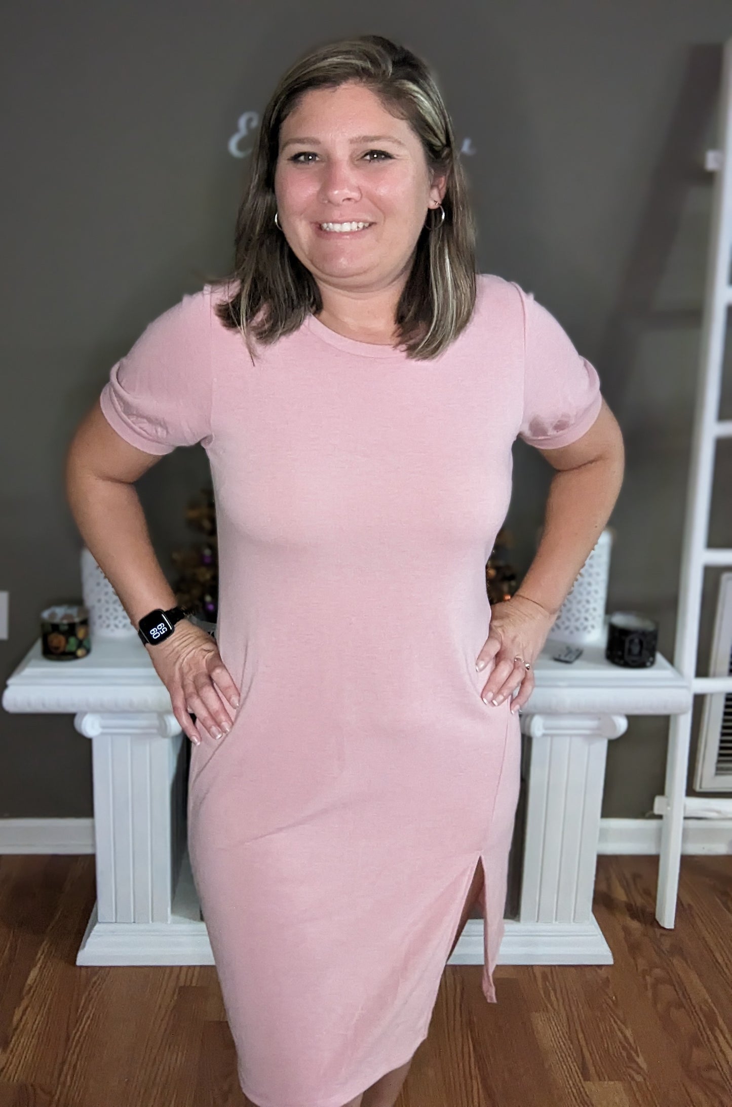 Mauve Short Sleeve Dress