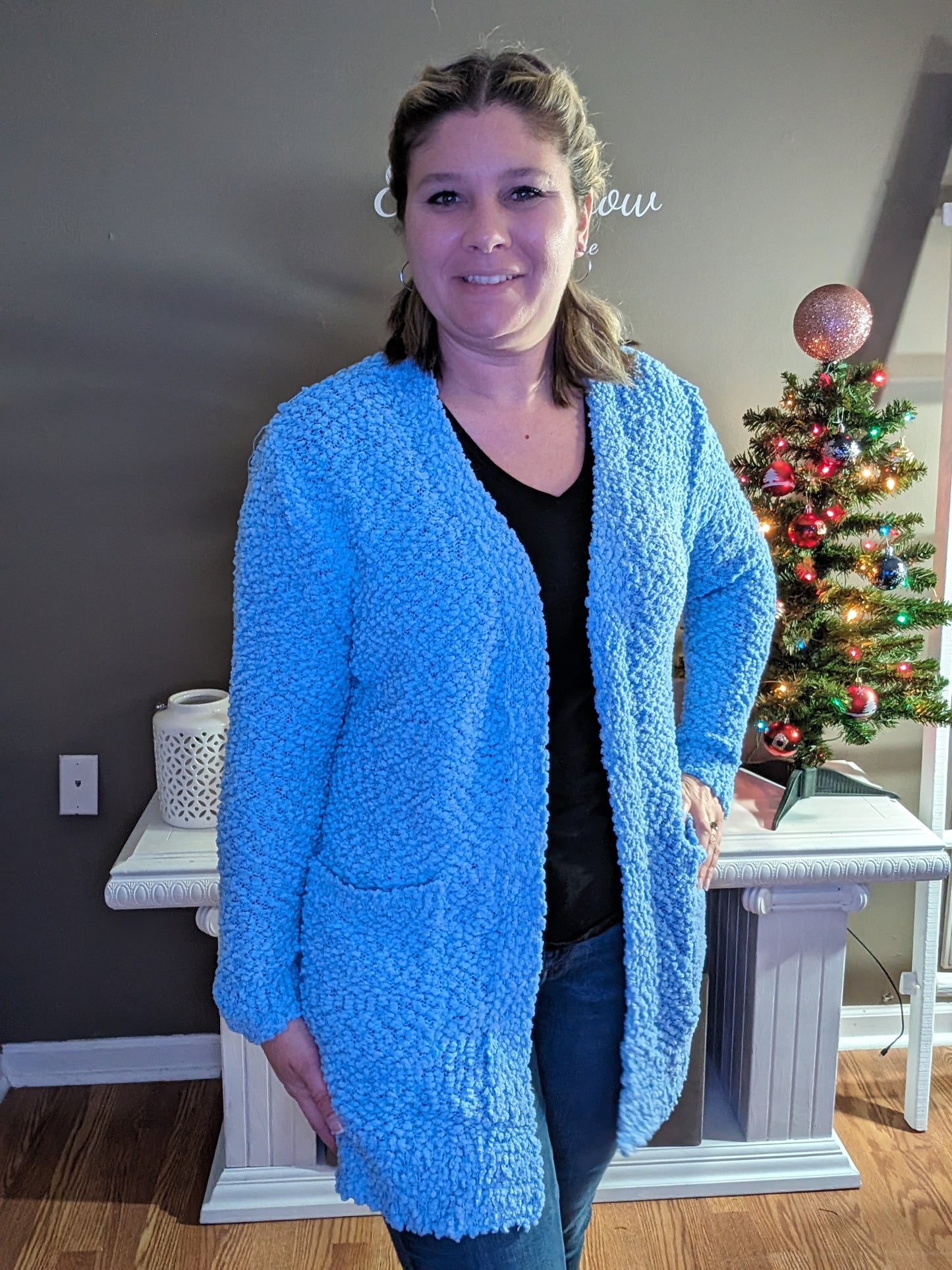 Light Blue Popcorn Sweater