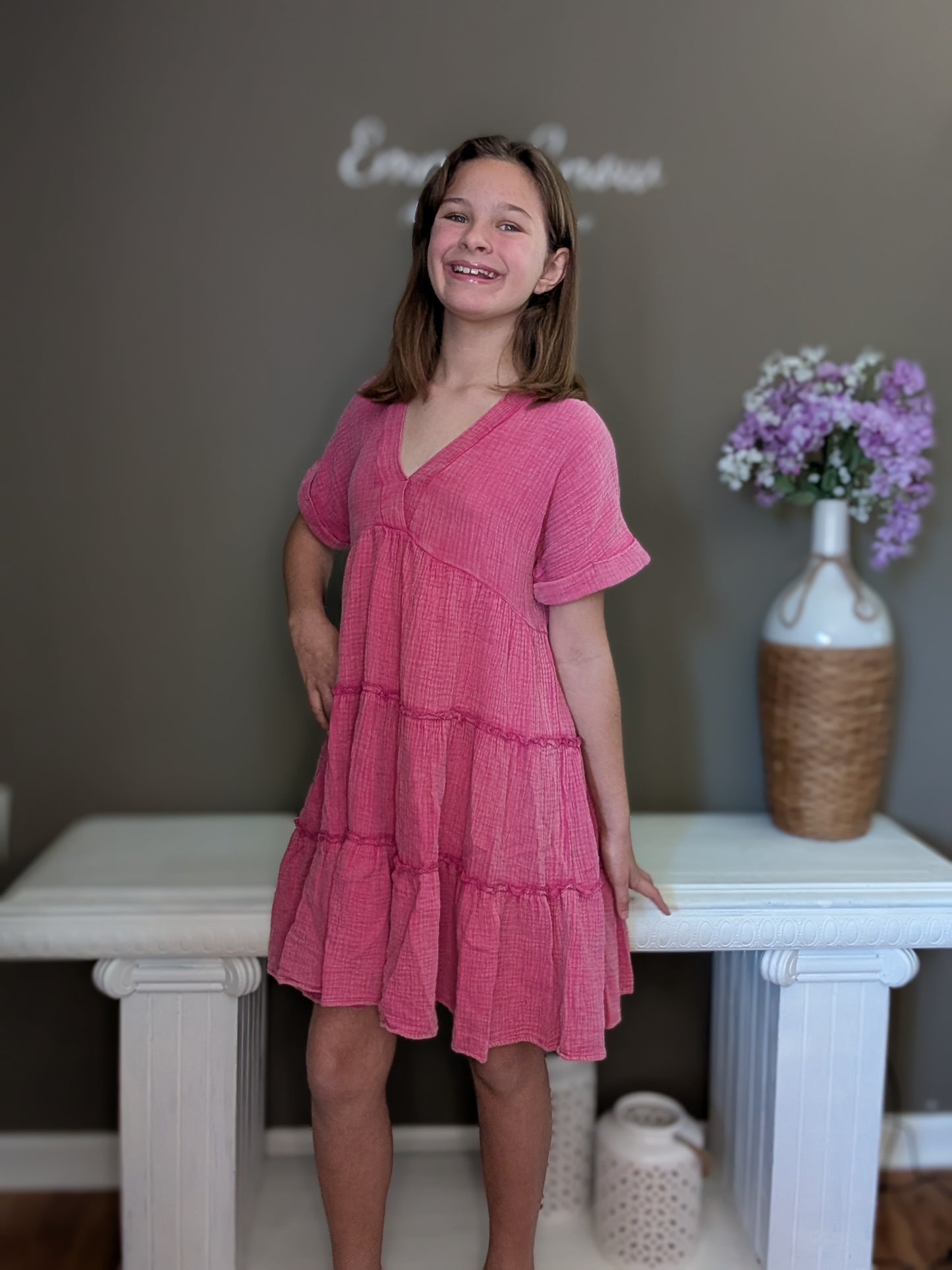 Hot Pink Gauze Dress