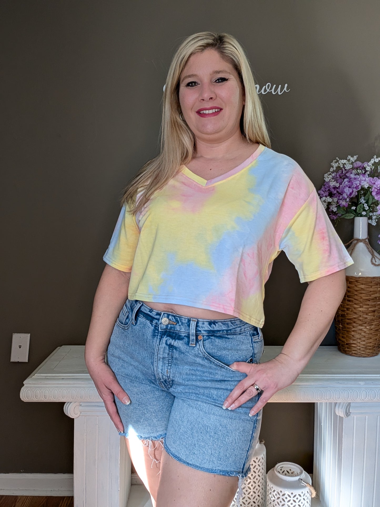 Yellow/Pink Crop Top