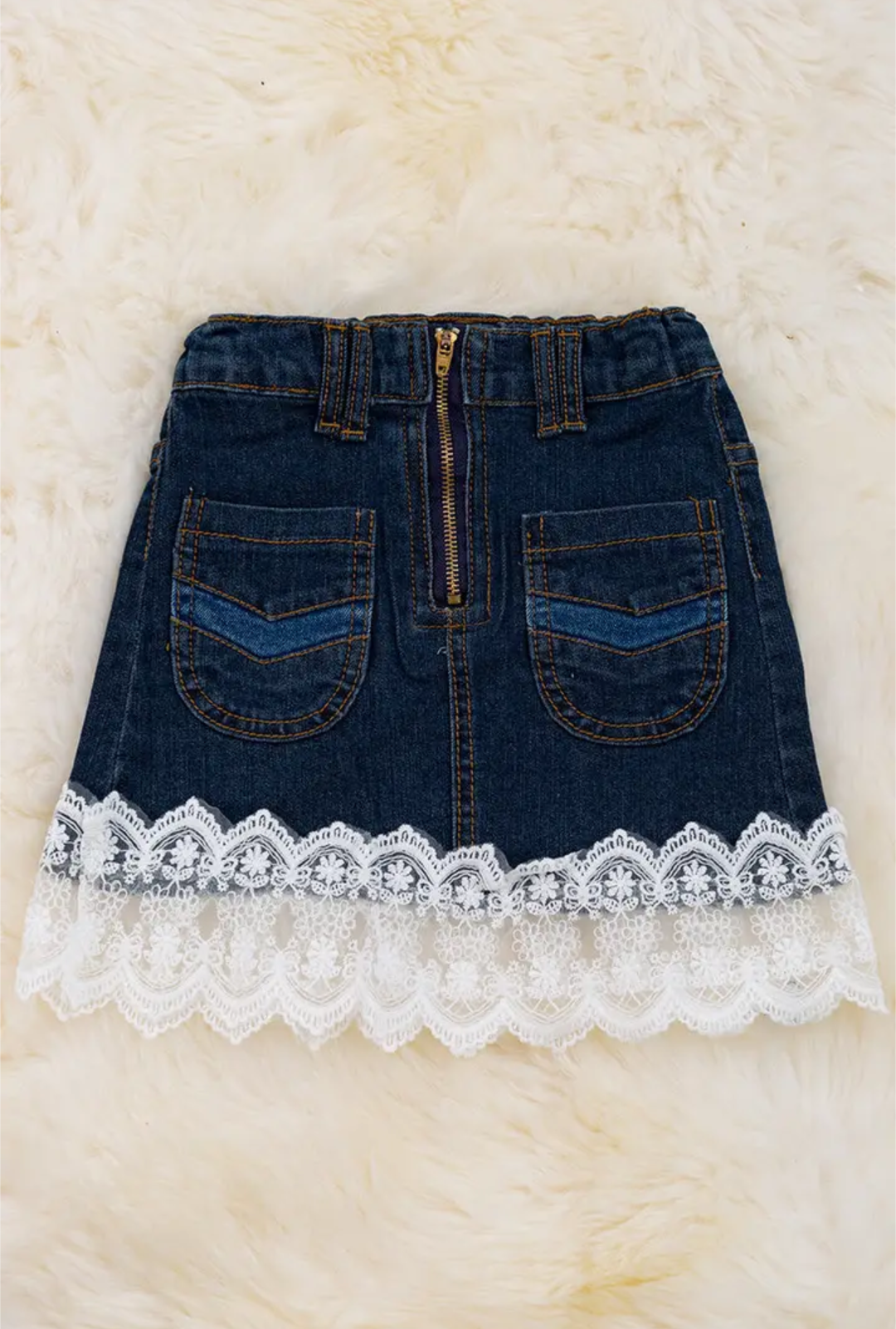 Denim and Lace Skirt