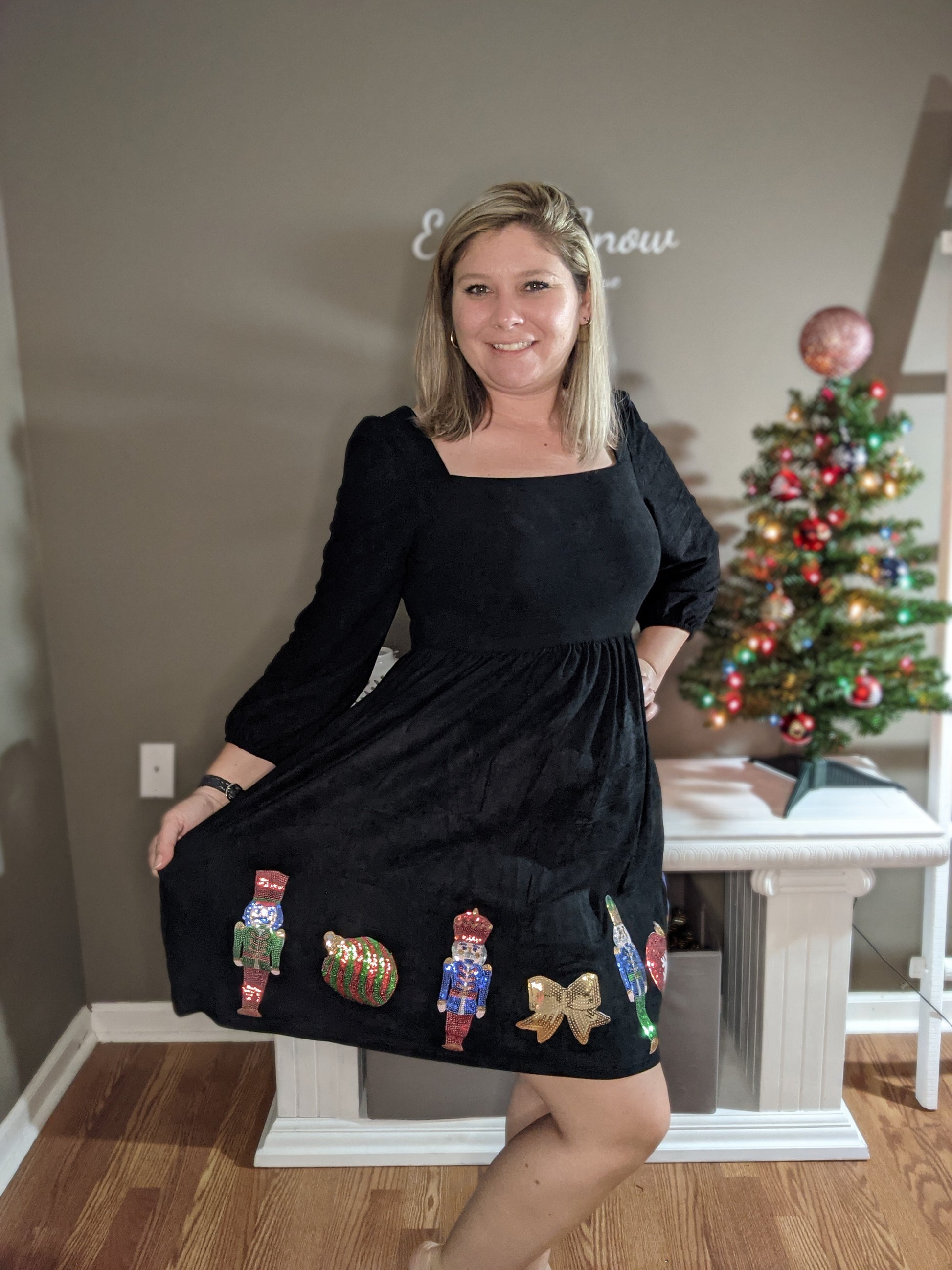 sequin nutcracker dress Festive Time Sequin Nutcracker Shirt Dress