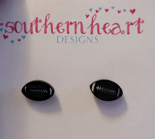 Small Black Football Stud Earrings