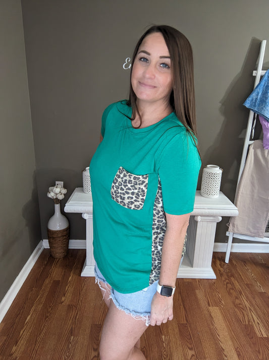 T-shirt with Leopard Accents
