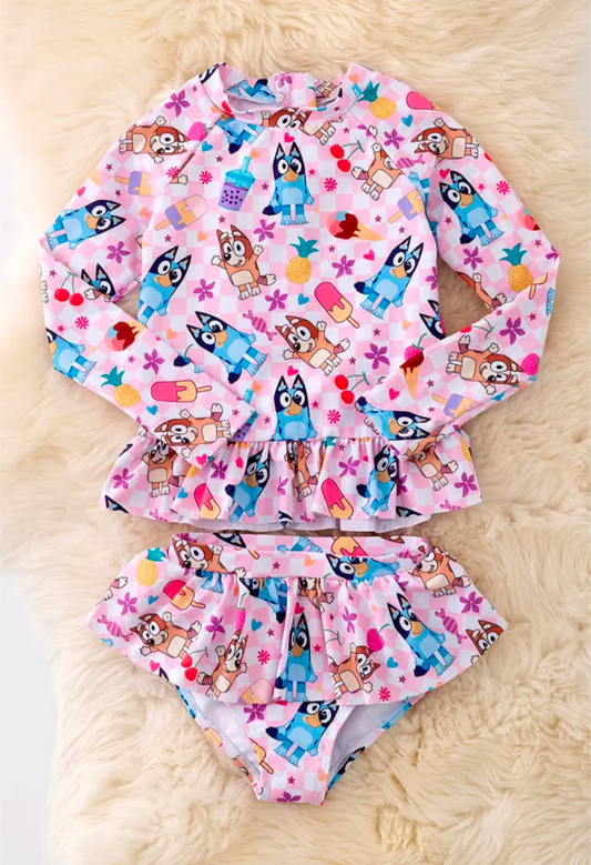 Light Pink Bluey Two Piece Swimsuit