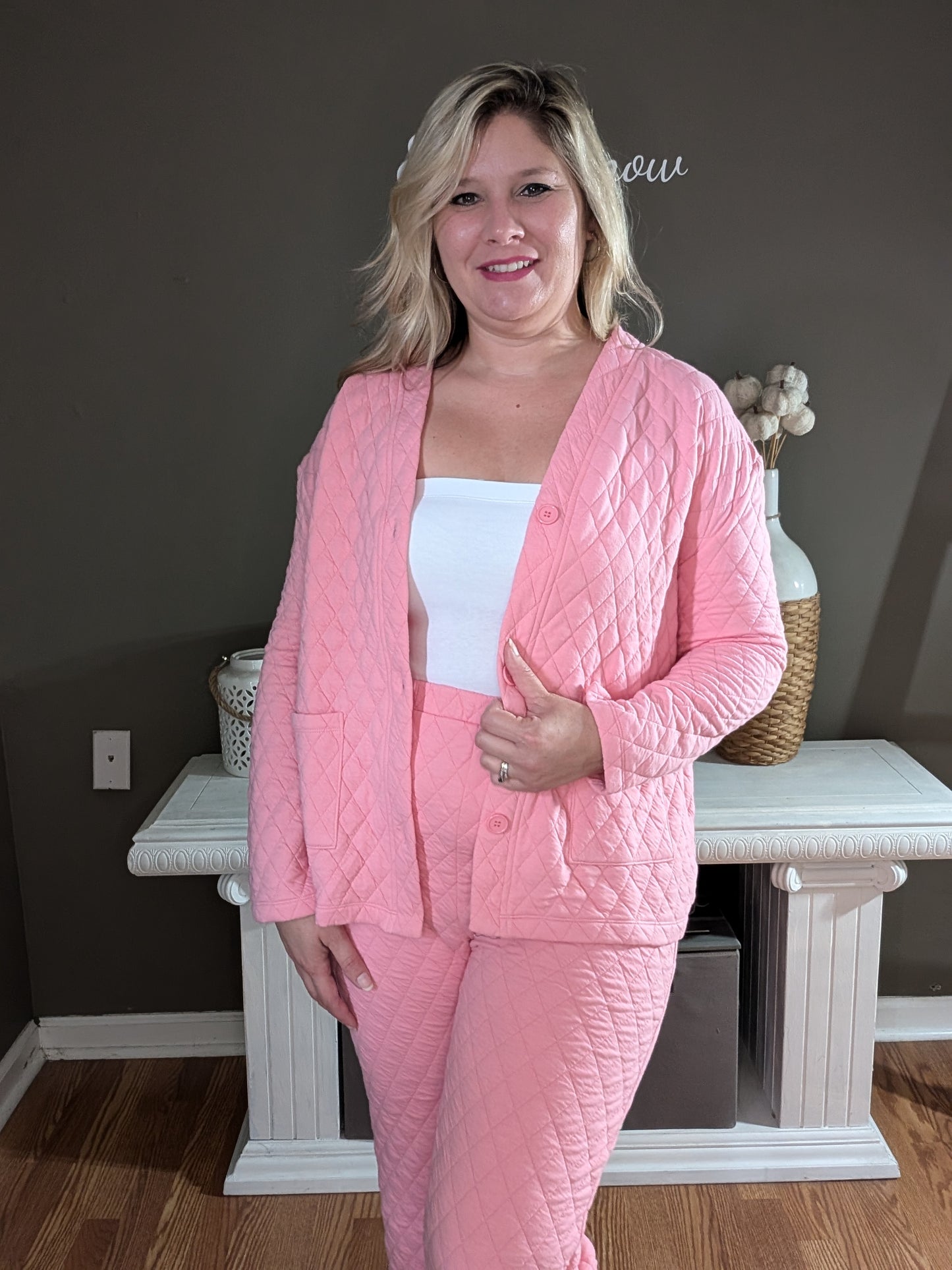 Quilted Pink Two Piece Outfit