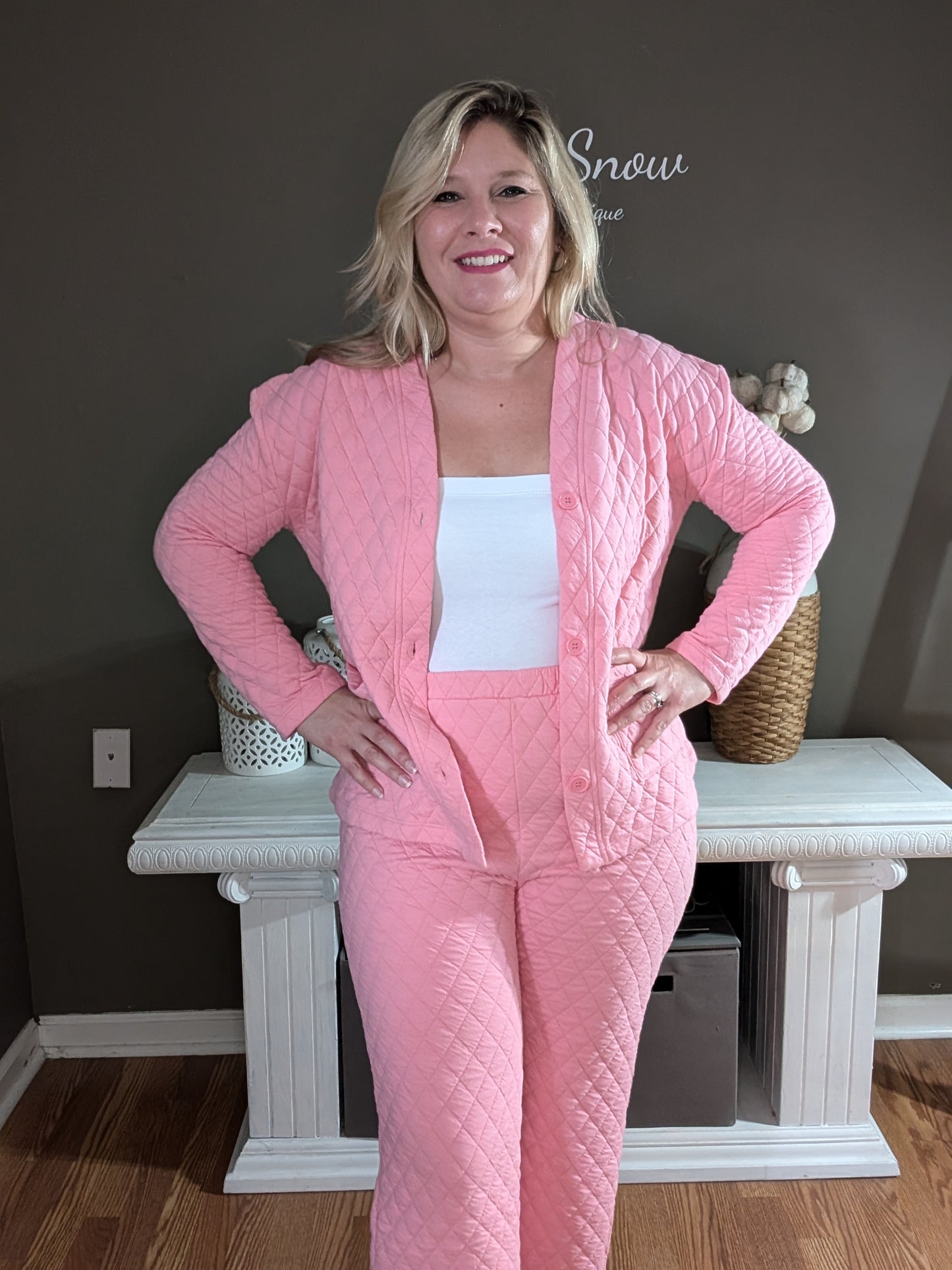 Quilted Pink Two Piece Outfit