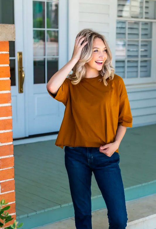 Rust Boxy Crop Top