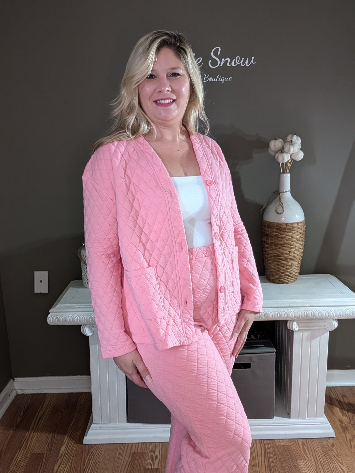 Quilted Pink Two Piece Outfit