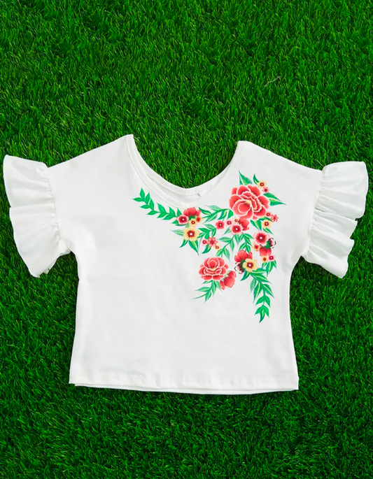 Floral Ruffle Sleeve Top